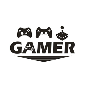 Minimalist black gamer wall sticker featuring game controller icons and GAMER text