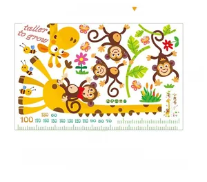 Girafe groeimeter muursticker lay-outblad met meetschaal van 60cm tot 180cm hoog