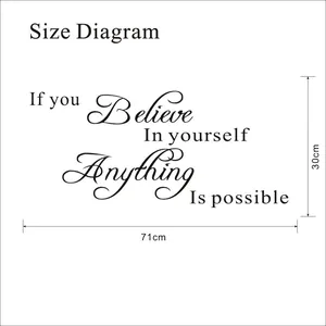 Sticker mural inspirant avec citation positive et dimensions de 71x30cm