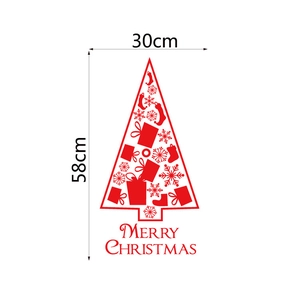 Dettaglio di un adesivo murale albero di Natale rosso 30x58cm con Merry Christmas