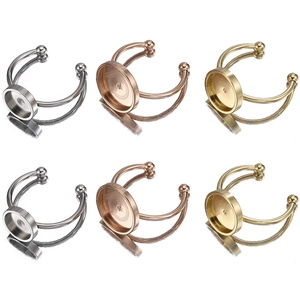 Stainless Steel Adjustable Ring Settings With Round Bezel Cup Tray Base For DIY Jewelry Making Polished Ring Findings