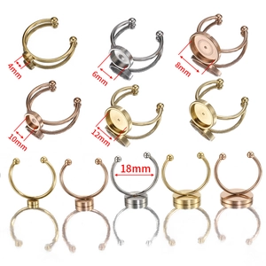 DIY stainless steel ring bases with flat trays in gold silver and rose gold finishes