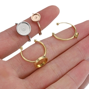 Adjustable stainless steel ring bases for DIY jewelry making in gold silver rose gold