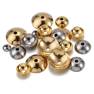 Stainless Steel Bead Caps For Jewelry Making DIY Spacer Beads Bowl Shaped Gold Silver Plated Jewelry Findings Accessories