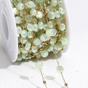 Stainless Steel Gold Plated DIY Jewelry Chain With Faceted Glass Beads For Necklace Bracelet Making Handmade Accessories Bulk