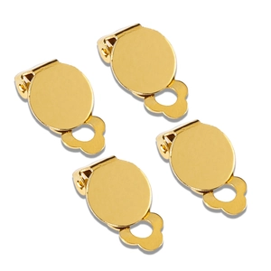 Cuatro convertidores de clip para pendientes de acero inoxidable dorado para joyería DIY