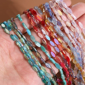 Faceted Glass Rice Beads Colorful Transparent Crystal Loose Beads For DIY Necklace Bracelet Jewelry Making Craft Accessories