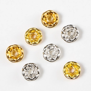 Set of gold and silver plated wave flower metal spacer beads for DIY jewelry making