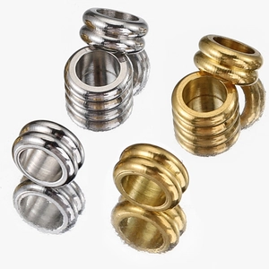 Perles d'espacement cylindriques en acier inoxydable or et argent pour bijoux DIY