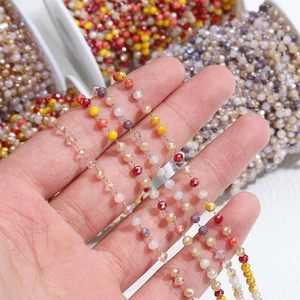 Handmade 18k gold plated stainless steel chain with colorful faceted crystal beads