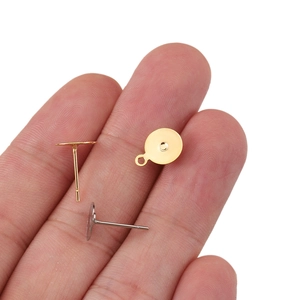 Goldene und silberne 316 Edelstahl Ohrstecker mit Schlaufe für DIY Schmuckherstellung