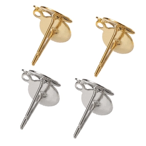 DIY Gold und Silber Ohrstecker Basen mit flacher Scheibe und Öse für Schmuckdesign