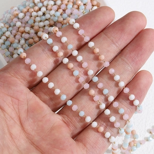 Macaron crystal beads on 18k gold plated stainless steel chain for DIY jewelry