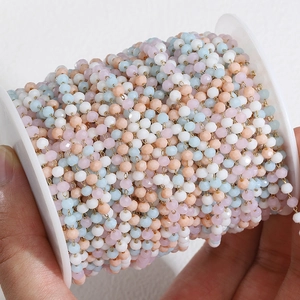 1m stainless steel crystal bead chain with macaron mixed colors for DIY jewelry making