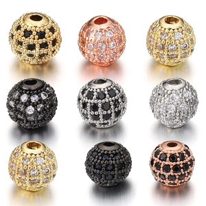 Cuentas Espaciadoras Redondas de Cobre Micro Pavé Circonia para Accesorios de Joyería DIY Pulsera Collar Cuentas Galvanizadas