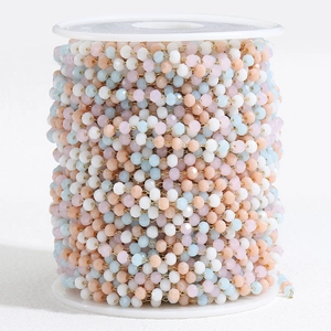 1m macaron crystal beads on 18k gold plated stainless steel chain for DIY jewelry making