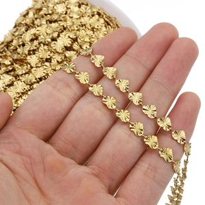 Cadena de acero inoxidable dorada con forma de corazón para fabricación de joyas DIY