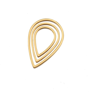 Tres pendientes de gota dorados anidados en acero inoxidable pulido para joyería DIY
