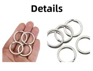 Macro shot of silver flat split key rings showing durable dual-layer metal design details