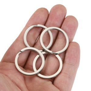 High quality silver flat metal key ring set with durable stainless steel finish