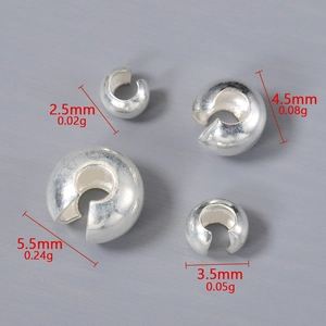 S925 Sterling Silver Open Crimp Beads in four sizes for DIY jewelry making