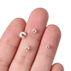 S925 sterling silver crimp bead covers for DIY jewelry making in four different sizes