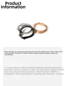 Detailed view of 3-7mm stainless steel headband bases in gold and silver for DIY crafts