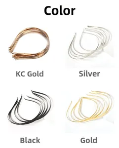 Detail view of iron alloy headband bases in KC gold, silver, black, and gold for DIY jewelry