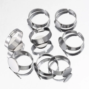 Verstelbare Roestvrijstalen Platte Ronde Ringbasis Blanco Tray Bezel Voor DIY Sieraden Maken Handgemaakte Ambachten Bevinding Staalkleur