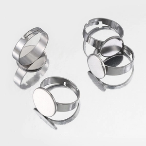Verstelbare roestvrijstalen ringbasis met platte ronde plaat voor DIY sieraden