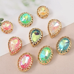 Oval teardrop crystal glass rhinestones with mocha copper claw base for DIY jewelry