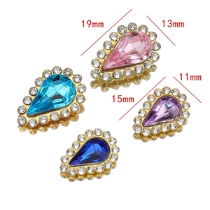 Pear shape sunflower rhinestones with gold base and colorful crystal glass pendants