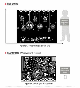 Christmas wall decal with reindeer and snowflakes, 100x80cm layout for window decoration