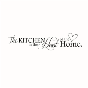 Schwarzer 'The KITCHEN is the Heart of the Home' Wandaufkleber mit Herzmotiv