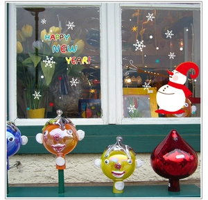 Merry Christmas Snowman Snowflake Happy New Year PVC Wall Sticker Waterproof Reusable Window Clings For Shop Home Glass Decoration