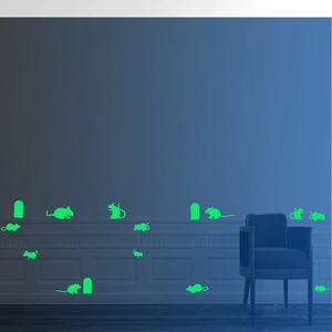 Luminous glow in the dark mouse silhouette wall stickers for creative DIY home decor