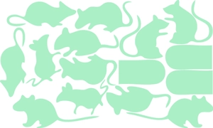 Luminous pale green mouse silhouette stickers in various sports poses for wall decoration