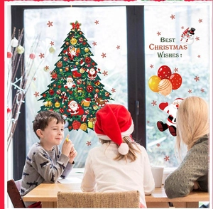 Christmas tree and Santa wall stickers set with festive Best Wishes text for home decor