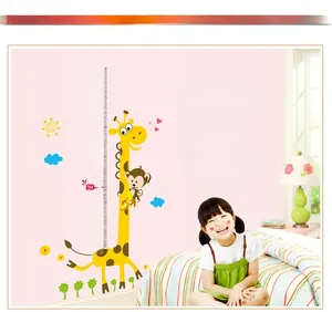 Detailed cartoon giraffe and monkey height chart wall sticker measuring from 60cm to 180cm