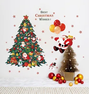Christmas tree and Santa Claus wall sticker set for home holiday room decoration
