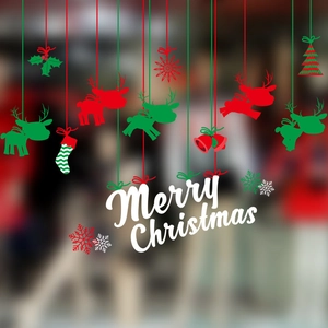 Christmas wall decals with reindeer, snowflakes and Merry Christmas holiday greetings
