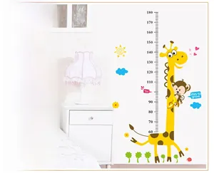 Detailed cartoon giraffe growth chart wall sticker measuring scale from 60cm to 180cm