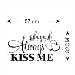 Always Kiss Me Goodnight vinyl wall decal sticker with heart decor for home bedroom, 57x32cm