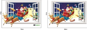Comparison of two 3D Christmas wall stickers showing Santa Claus on a sleigh with reindeer