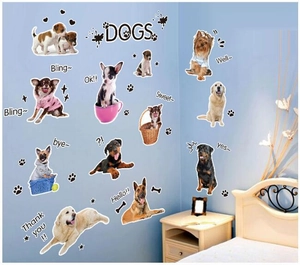 Removable PVC Dog Wall Stickers Cartoon Animal Paw Print DIY Wall Decal For Kids Living Room Bedroom Home Decoration Waterproof Art