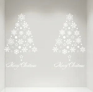 Autocollant de Fenêtre de Noël Flocon de Neige Blanc Renne Étoile Merry Christmas PVC Statique Décalcomanie pour Décoration Maison Vitrine