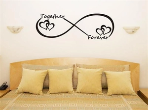 Together Forever wall sticker with infinity heart symbol for bedroom wall decoration
