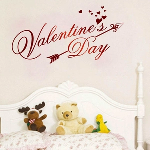 Valentine's Day Love Heart Wall Sticker Creative Die Cut PVC Removable Wall Decal For Living Room Bedroom Romantic Home Decor