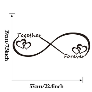 Together Forever wall sticker with heart infinity symbol, sized 57x19cm for home decor