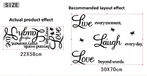 Layout detail showing compact 22x58cm size and suggested 50x70cm wall sticker display